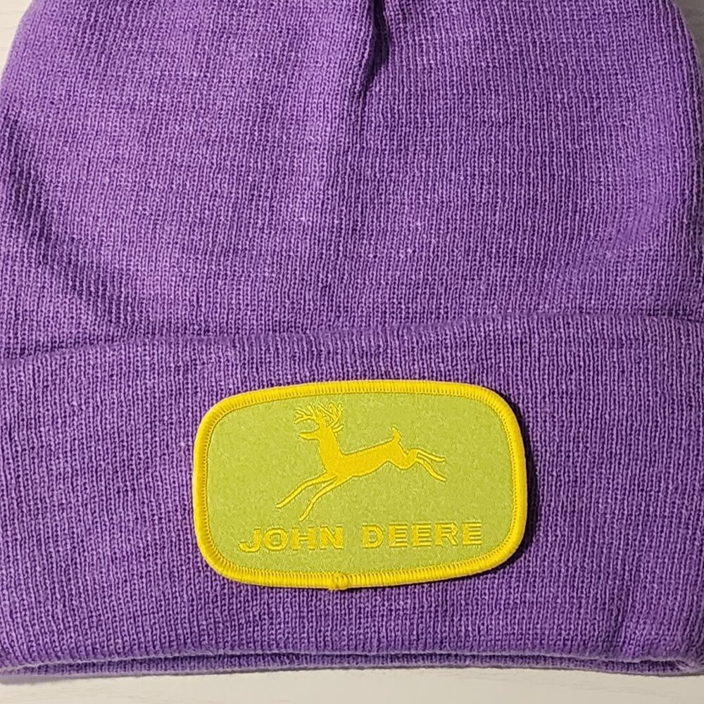 John Deere Patched Knit Cuffed Beanie in Lavender